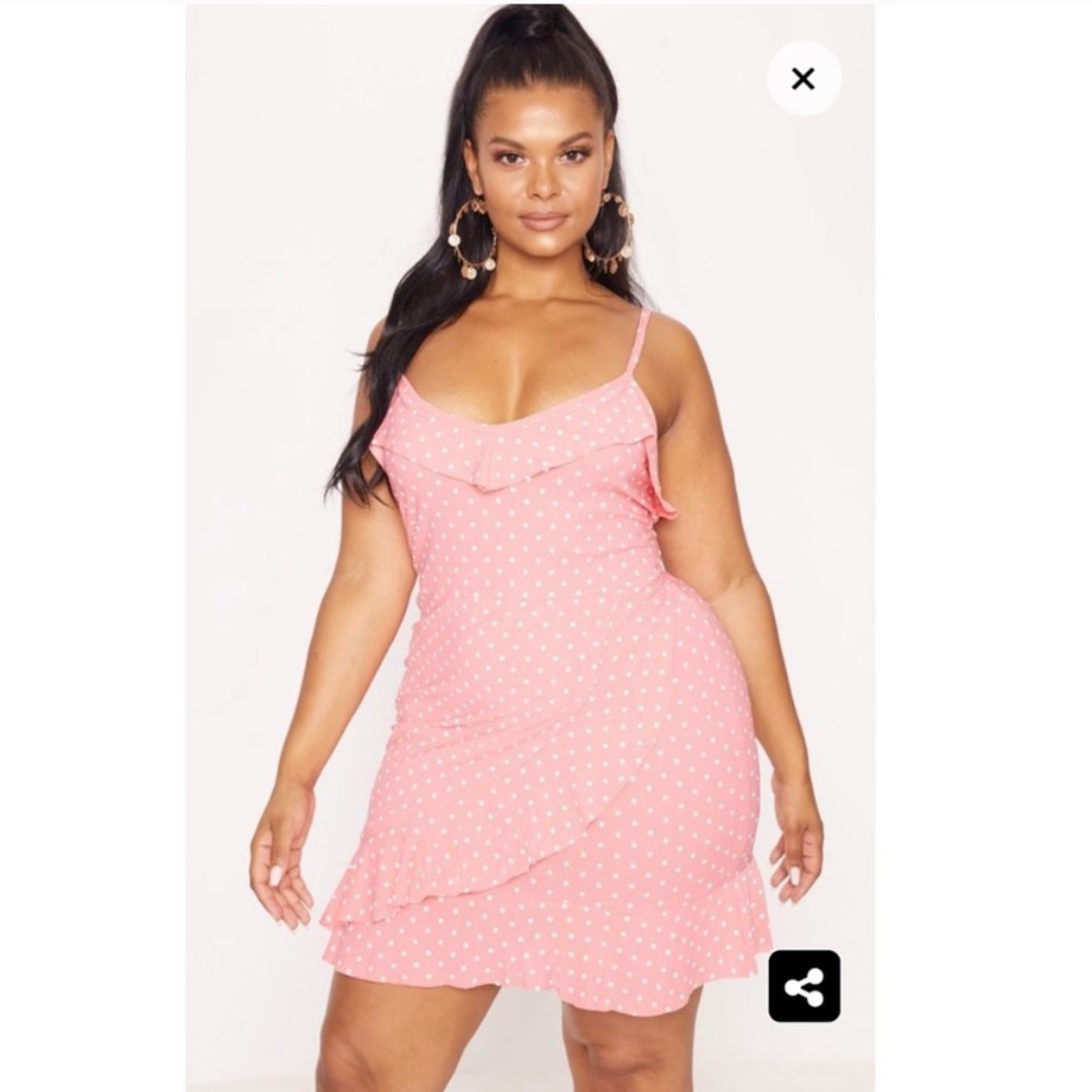 Pink and White Polka Dot Mini Dress Size 22